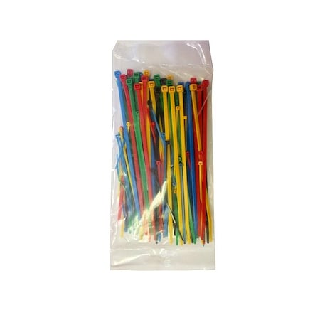 Kable Kontrol Cable Tie Kit, 8 in L, Blue, Green, Natural, Red, Yellow, Nylon 6/6, 18 lb, 50 lb Strength, 100 PK CT388